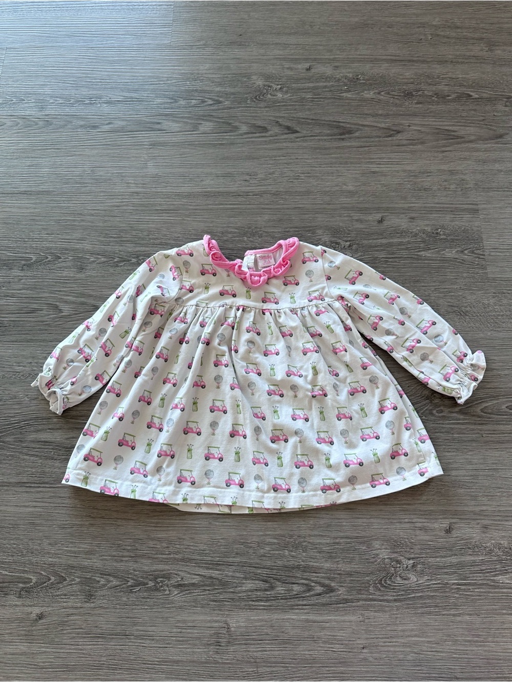 Stitchy Fish Girls Pink Golf Print Long Sleeve Shirt - 3T - EUC